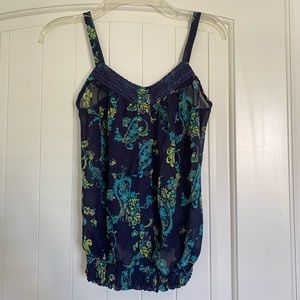 Navy Patterned Tank Top - S